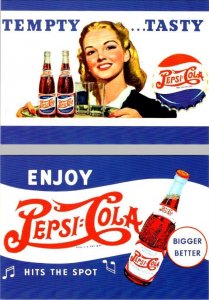 2~1997 4X6 Postcards PEPSI-COLA  Soda Pop Advertising Reproductions TEMPTY~TASTY