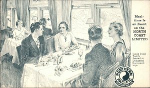 NP Northern Pacific Train Car Interior Yellowstone Park Line Dining Car Postcard