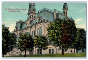 1910 Rock County Court House Janesville Wisconsin WI Antique Postcard