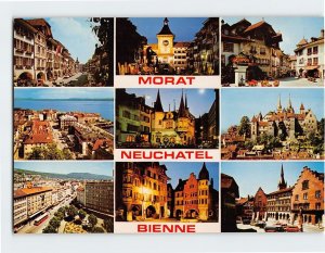 Postcard Landmarks in Morat, Neuchatel & Bienne Switzerland