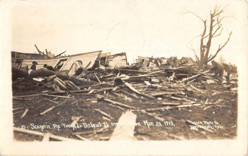 Plattsmouth Nebraska Tornado District Damage Real Photo Antique Postcard K26184