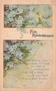 Vintage Postcard 1914 For Remembrance Of True Friendship Flower Card Souvenir