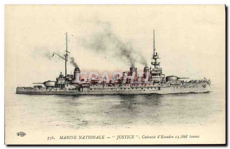 Postcard Old Boat Breastplate of Justice & # 39escadre