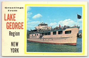 1965 Greetings From Lake George New York NY Sightseeing Steamer Posted Postcard
