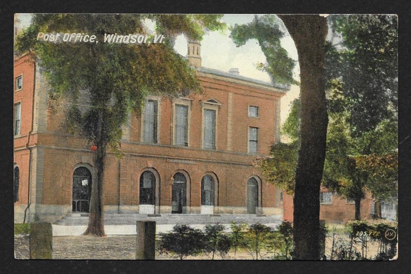 Post Office Building Windsor VT Used c1913