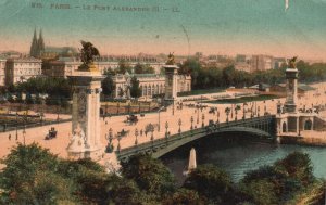 Vintage Postcard 1923 Paris Le Pont Alexandre III Deck Arch Bridge Paris France