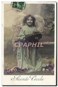 Old Postcard Child Violin Angel Sainte Cecile