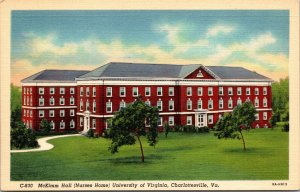 Vtg McKimm Hall Nurses Home University Of Virgina Charlottesville VA Postcard