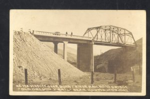 RPPC HUNTINGTON OREGON BURNT RIVER RAILROAD BRIDGE REAL PHOTO POSTCARD