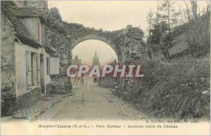 'Old Postcard Montfort l''Amaury (S & W) Old Gate Bardoue Entree du Chateau'