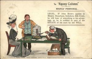 Misch & Stock Comic - Agony Column Bags of Money & Bird c1905 Postcard