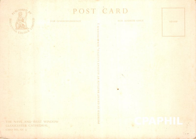 Modern Postcard THE NAVE AND WEST WINDOW
GLOUCESTER CATHEDRAL