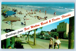 Fort Walton Beach Destin Florida Postcard Gulf Mexico White Sands c1960 Vintage