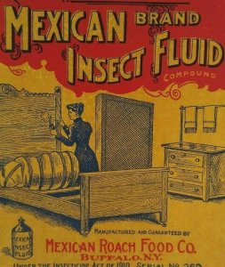 Mexican Brand Insect Fluid Label Vintage Original 1910s Roach Food Co Buffalo NY