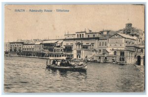 1923 Canoe Boat Sailing Admiralty Hause Vittoriosa Malta Posted Postcard