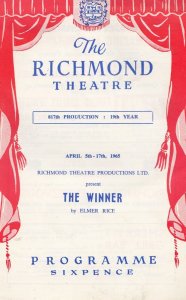 The Winner Alfred Hoffman TRIPODS TV Show Surrey Richmond Theatre Programme