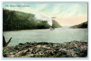 1909 Steamboat, Deception Pass, Washington DC Antique Posted Postcard 