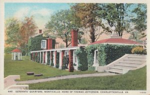 Monticello Servants Quarters Charlottesville Virginia USA Old Postcard