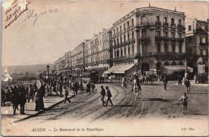 Algeria Algiers, Alger Le Boulevard de la Republique Vintage Postcard C157