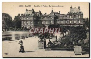 Postcard Old Paris and Luxembourg Palace garden