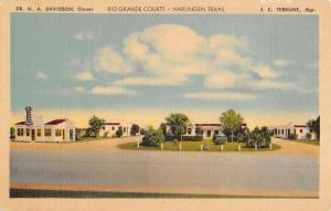 Harlingen Texas Rio Grande Courts Street View Antique Postcard K54932