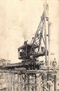 RPPC, Pile Driving  on the Rail Bridge on Miss. R.,MSG,Quincy, IL ,Old Post Card