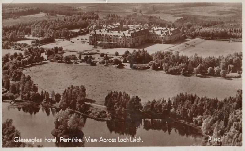 Gleneagles Hotel Loch Laich Aerial Real Photo Postcard