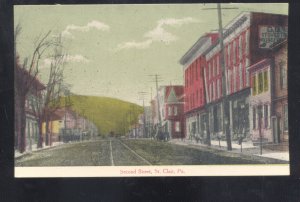 SAINT ST. CLAIR PENNSYLVANIA PA. DOWNTOWN SECOND STREET SCENE VINTAGE POSTCARD