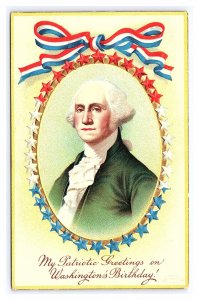 Postcard My Patriotic Greetings On Washington's Birthday! Embossed Card