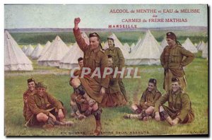 Old Postcard Army Between two assaults Brother Mathias Marseille