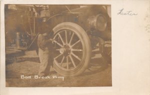 J3/ Interesting Early Automobile RPPC Postcard c1910 Child Tools 178