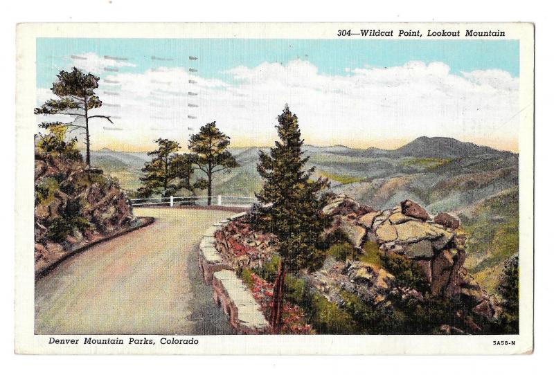 CO Denver Mountain Parks Lookout Mountain Wildcat Point Vintage Postcard