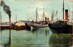 Vintage Postcard BC Victoria Steamers in Outer Wharf ~1910 S106