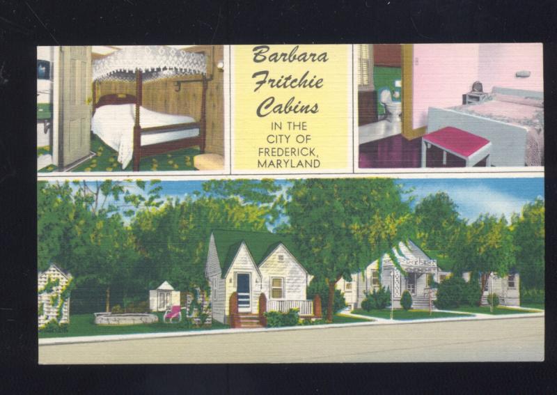 FREDERICK MARYLAND BARBARA FRITCHIE CABINS MOTEL INTERIOR VINTAGE POSTCARD