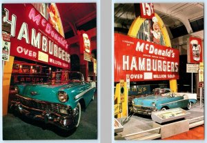 2 Postcards GREENFIELD VILLAGE, MI ~ Museum McDONALD'S 1956 Chevy Bel Air 4x6