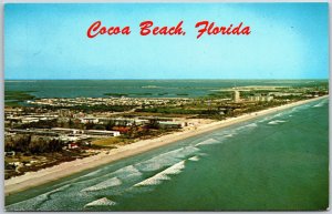 Cocoa Beach Florida Hard White Sand Swimming With No Undertow Air View Postcard