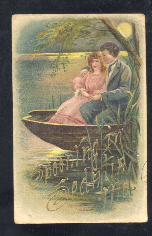 SPOONING IN SEDALIA MISSOURI MO. LOVERS VINTAGE POSTCARD