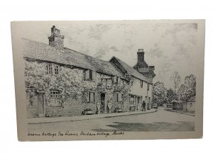 Crocus Cottage Tea Rooms Denham Village Bucks Unused Vtg Art Drawing Postcard