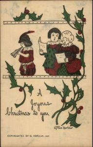 Christmas - Kids Sing Caroles GRACE HARLOW c1910 Postcard