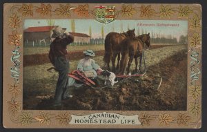 Patriotic CANADIAN HOMESTEAD LIFE Refreshment Ploughing horses Valentine ~ Und/B