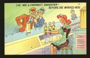 She Was A Farmers Daughter 688 Postage Stamp Macine Co NYC Linen Postcard