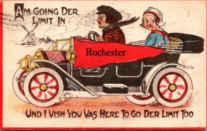 Minnesota Rochester Dutch Couple In Car Am Going Der Limit 1915 Pennant Series