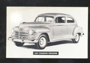 1947 PLYMOUTH TWO DOOR STORM LAKE IOWA VINTAGE CAR DEALER ADVERTISING POSTCARD