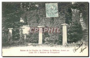 Old Postcard Icebox Ruins of Chateau Bellevue gives Louis XV Madame de Pompadour