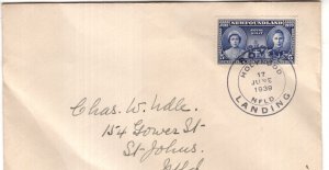 Newfoundland Stamp on Cover, 1939 Royal Visit Cancel, King George VI