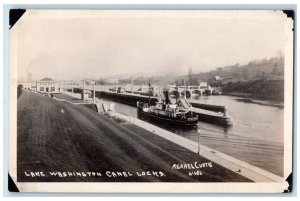 c1930's Lake Washington Canal Locks Puget Sound Seattle WA RPPC Photo Postcard