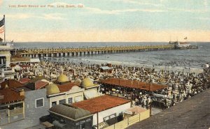 Long Beach Strand & Pier LONG BEACH, CA Los Angeles Co. c1910s Vintage Postcard