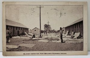Harrison Indiana Blanket Inspection Fort Benjamin 1918 to Burkett Postcard A15