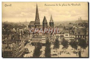 Old Postcard Panorama of Ghent Square Friday