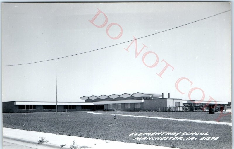 c1950s Manchester, IA RPPC Elementary School Real Photo Postcard Modern Vtg A110
